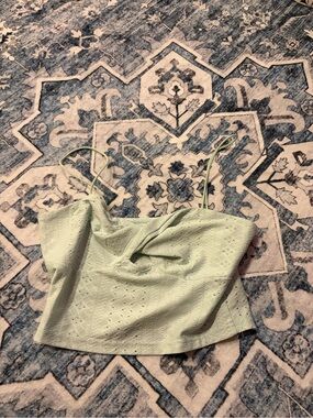 Twist-Front Light Green Eyelet Camisole